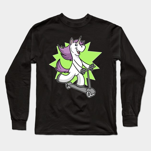 Unicorn Scooter E-Scooter Stunts Long Sleeve T-Shirt by ModernMode